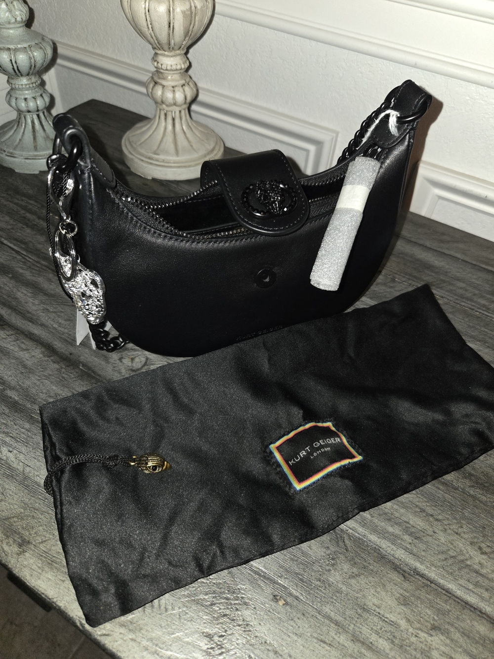 Kurt Geiger Black Leather Shoulder/crossbody Bag